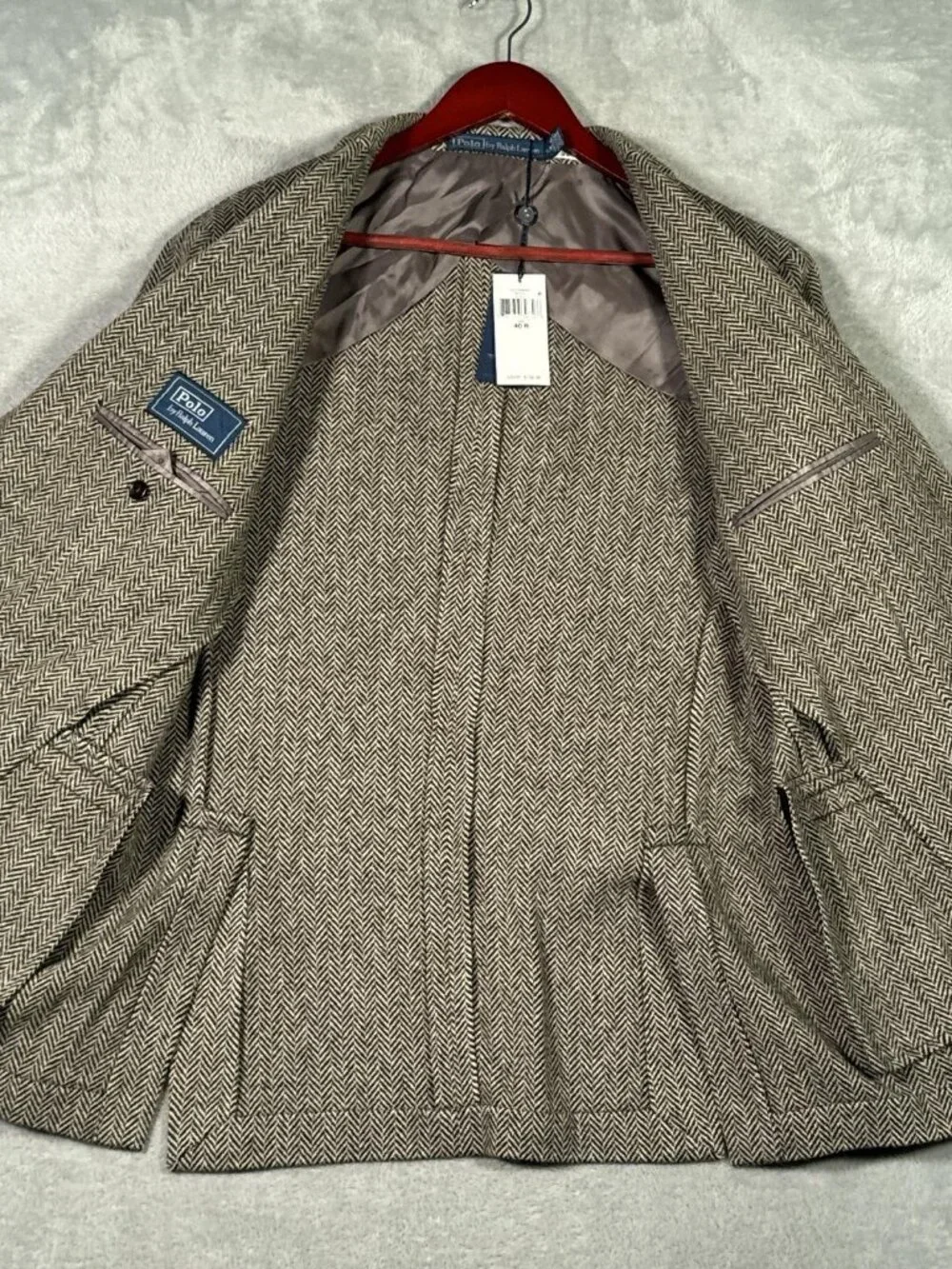 Polo Ralph Lauren Blazer Mens 40R Black Herringbone Wool Soft Sport Coat